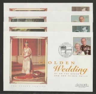 Gb 1997 Golden Wedding Anniversary Set Of 4 Fdc - Luxury Fdc