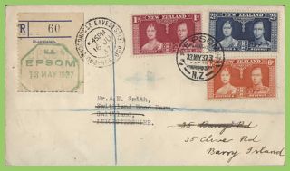 Zealand 1937 Kgvi Coronation Set On Registered Cover