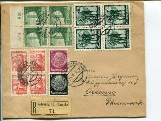 Austria And Germany Mixed On Reg Cover To Denmark 24.  6.  1938