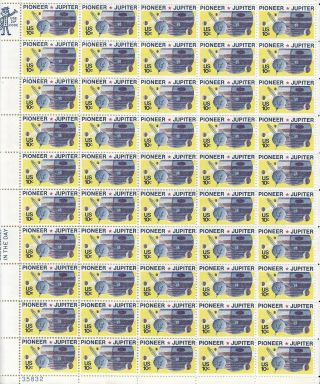 U.  S.  Stamp Sheet Scott 1556 1975 10c Pioneer 10 Space Mission