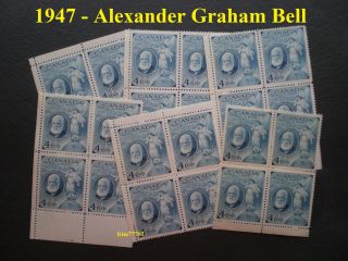 1947 1 Block Of A.  Graham Bell 4¢ With Full Gum Never Hinged (scott 274)