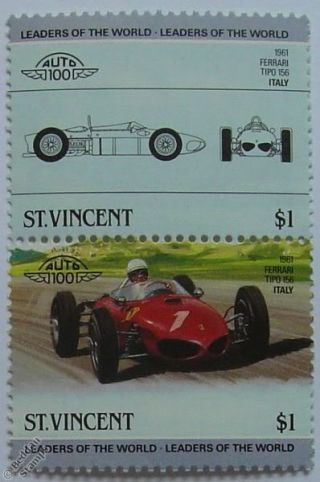 1961 Ferrari Tipo 156 F1 Gp Car Stamps (leaders Of The World / Auto 100)
