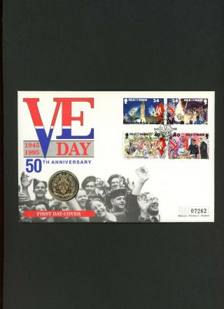 Isle Of Man 1995 Ve Day 50th Anniversary Coin First Day Cover