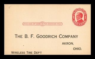 Dr Jim Stamps Us 1c Mckinley Postal Card Goodrich Company Akron Ohio