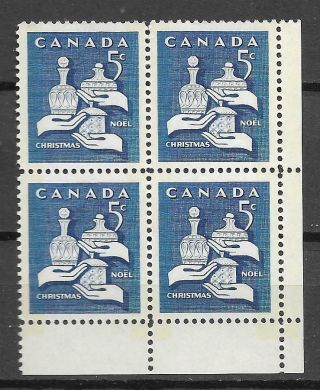 Canada 444p Plate Block Christmas Tagged Mnh