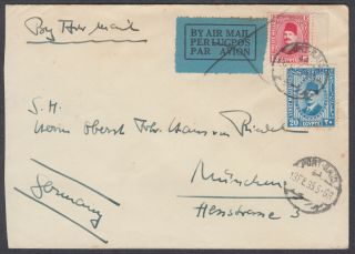 Egypt (airmail Label Crossed Out),  Port Said To Munchen,  Germany; 1935