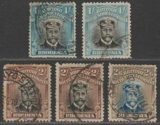 Rhodesia 1913 - 22 Kgv Admiral 1sh,  2sh,  2sh6d Selection With Faults