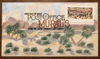 2019 Post Office Murals Fdc Dcp Hand Drawn Hand Colored Painted Bella Cachets