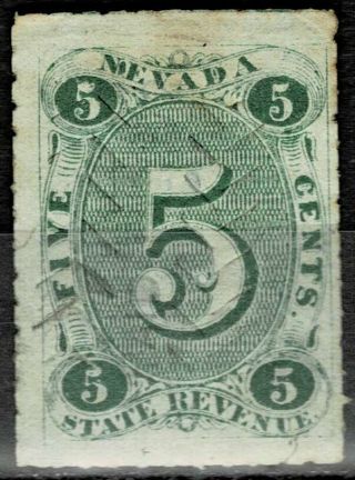 Nevada Five Cent State Revenue Stamp - Cut Cancel (gq55)