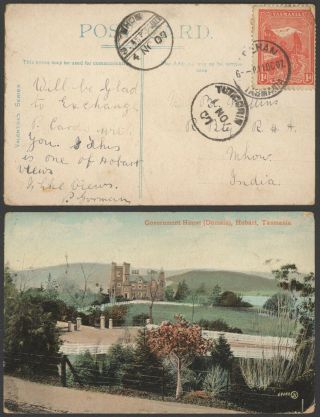 Australia Tasmania 1907 - Postcard To India 28269/34