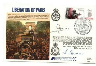 1984 Raf Escaping Society Sc34 Cover - Liberation Of Paris - Signed M L Duval