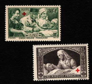Opc 1940 France Red Cross Semi Postal Set Sc B101 - 2 Mnh 37378