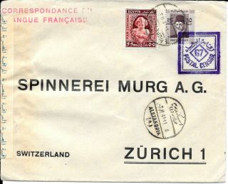 Egypt 1940 Censored Cover To Zurich
