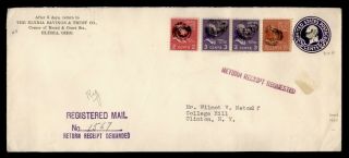 Dr Who 1940 Elyria Oh Registered Prexie Uprated Stationery Fancy Cancel E73432