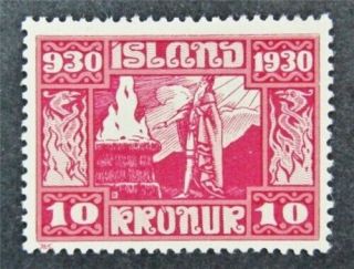 Nystamps Iceland Stamp 166 Og H $57