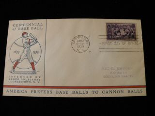 1939 Fdc - Baseball Centennial 855 Linprint M - 61 Cachet