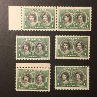 Mnh Sc 246 (x6) - 1c Green Elizabeth & Margaret - 1939 Royal Visit