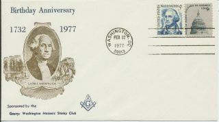 George Washington Masonic Sc Event Cover 2/22/1977 Birthday Anniversary