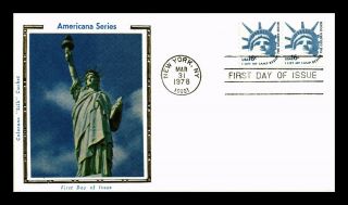 Dr Jim Stamps Us Statue Of Liberty Americana Colorano Silk First Day Cover Pair