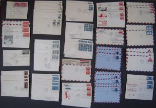 Lot Approx 58 Us Airmail Fdc 