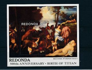 D278292 Paintings Nudes 500th Anniversary Birth Of Titian S/s Mnh Redonda