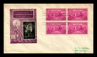 Dr Jim Stamps Us First Day Cover Constitution Sesquicentennial Scott 835 Block