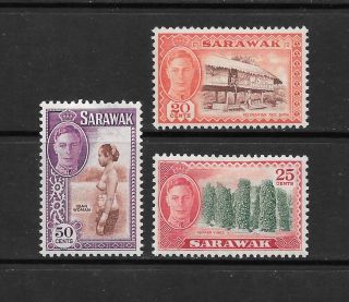 1950 King George Vi Sg180 To Sg182 50c.  Brown & Violet Hinged Sarawak