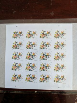 2018 Love Flourishes Forever Stamps Full Sheet Of 20 Stamps