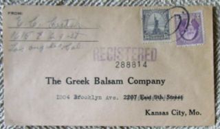 Us Scott 696 & 720 On Registered Cover From Los Angeles To Kansas City,  1935