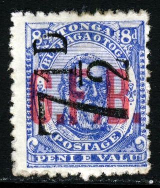 Tonga 1893 King George I Official 7½d.  Surcharged 8d.  Overprinted Gfb Sg O9