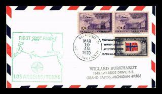 Dr Jim Stamps Us Los Angeles First Flight Air Mail Cover Tokyo 1970 Backstamp