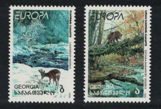 Georgia Brown Bear Chamois Animals National Parks Europa Cept 2v Mnh Sg 299 - 300