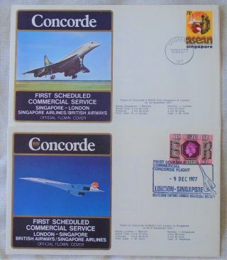 Gb Concorde First Flight Covers - London To Singapore & Back 1977 Vgc