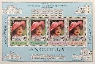 Anguilla 1980 80th.  Birthday Of The Queen Mother Sheetlet Mnh