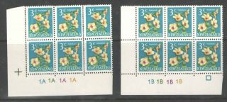 Zealand 1967 3c Puarangi 2 Plate Blocks Of 6 Vf Umm Mnh