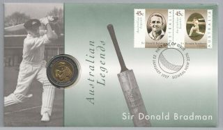 Dr Who 1997 Australia Coin Fdc $5 Sir Donald Bradman 4013