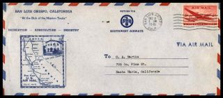 Mayfairstamps California 1946 Us Flight San Luis Obispo Cover Wwb_86669