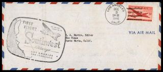 Mayfairstamps California 1946 Us Flight Los Angeles To San Francisco Cover Wwb_8