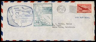 Mayfairstamps California 1947 Us Flight San Francisco To Redding Cover Wwb_86665