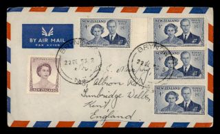Dr Who 1953 Zealand Bryndwr To Gb Air Mail Pair C121567