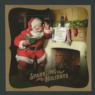 2018 Sparkling Holidays Santa Sheet Of One Forever Stamp Scott 5338