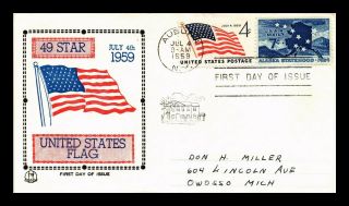 Dr Jim Stamps Us 49 Star Flag Tri Color Fdc Cover Combo Air Mail