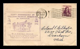 Dr Jim Stamps Us William Penn Arrival In America First Day Cover Scott 724