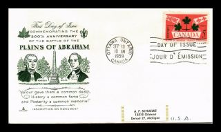 Dr Jim Stamps Bicentennial Battle Plains Of Abraham Fdc Canada Cover