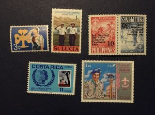 C 16 Boy & Girl Scout Stamps From Various Countries.  Mnh.
