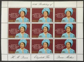 Cayman Islands 1980 80th.  Birthday Of The Queen Mother Sheetlet Mnh
