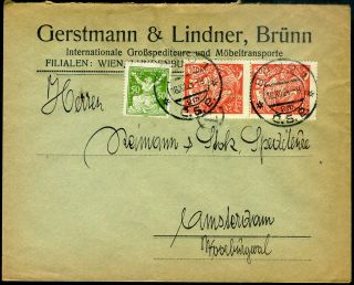Czech Austria Perfins Cover Of Gerstmann & Lindner From Brünn To Amsterdam