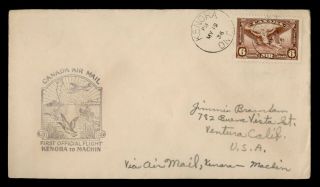Dr Who 1936 Canada Kenora To Machin First Flight Air Mail C132778