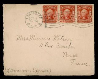 Dr Who 1906 Lancaster Oh Flag Cancel To France E50071