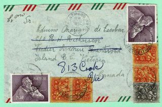 Portugal Azores 1958 Cover Cedros (faial) Canada 5$90 Rate Garrett
